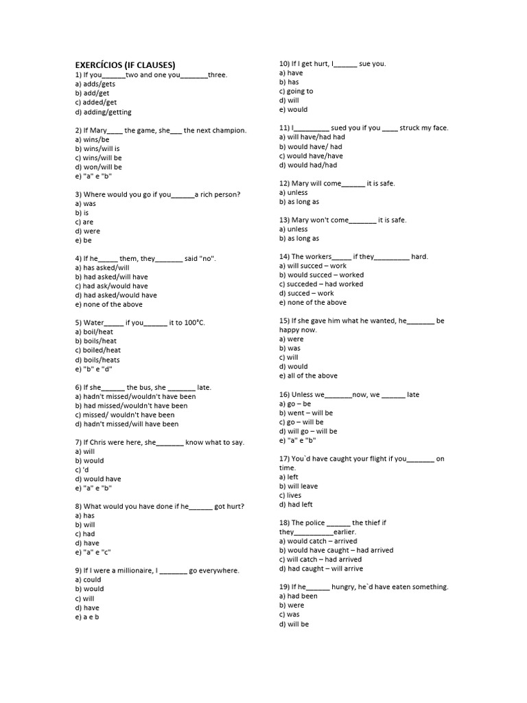 Exercícios de First Conditional com Gabarito | PDF