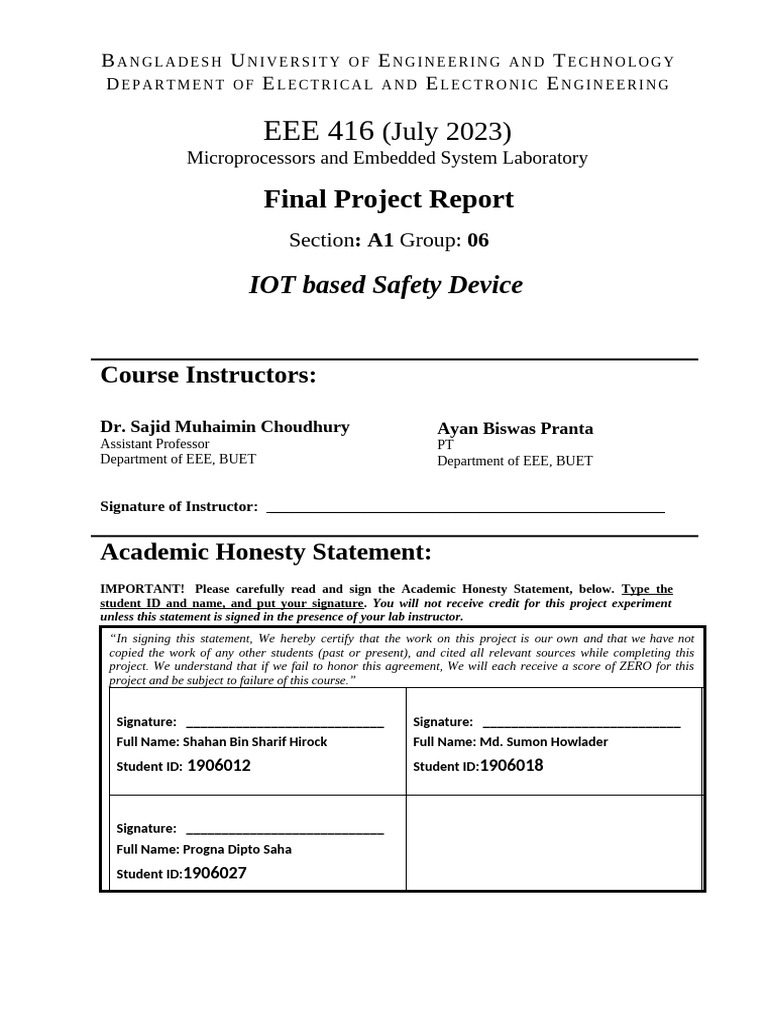 EEE 416 Project Report Template | PDF