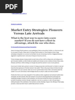 Download Market Entry Strategies Pioneers Versus Late Arrivals by Marlene Leuluai SN76999600 doc pdf