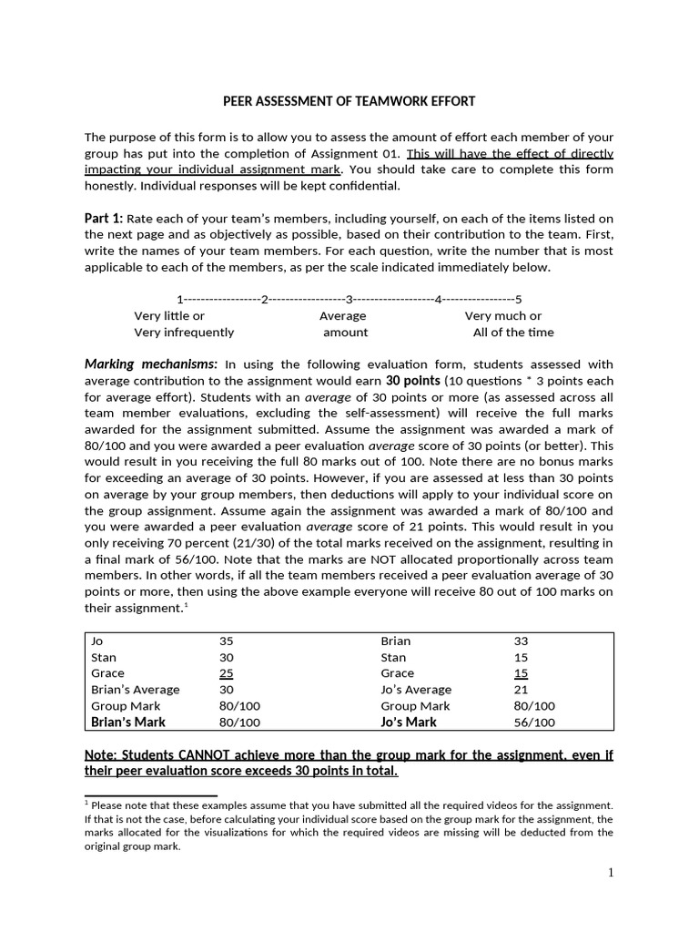 BUSN8066 - S2 - 2024 Assignment 01 - Peer-Assessment of Teamwork Effort ...