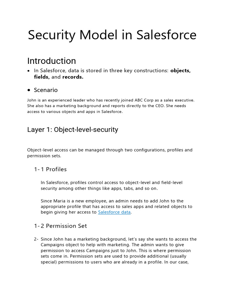 Security Model in Salesforce: Scenario | PDF