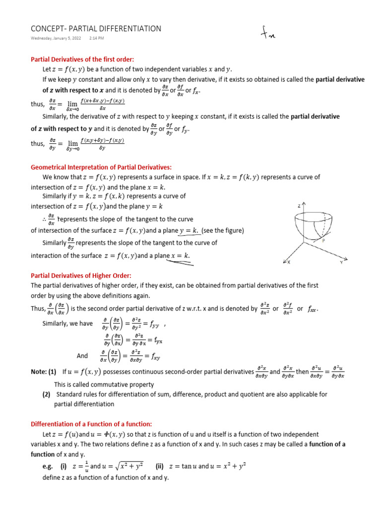 1.concept - Partial Differentiation | PDF