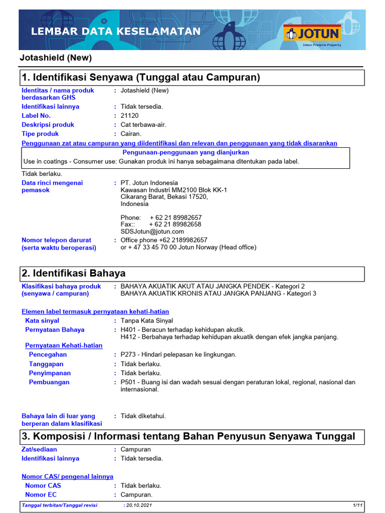 MSDS Cat Jotun | PDF