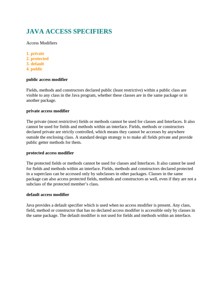 05-Java Access Specifiers | PDF