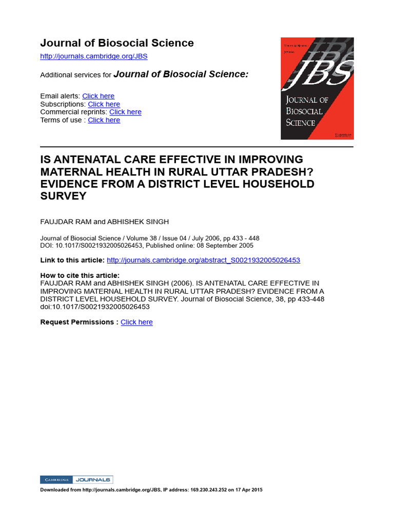 Ram2005 - IS ANTENATAL CARE EFFECTIVE IN IMPROVING MATERNAL HEALTH IN ...