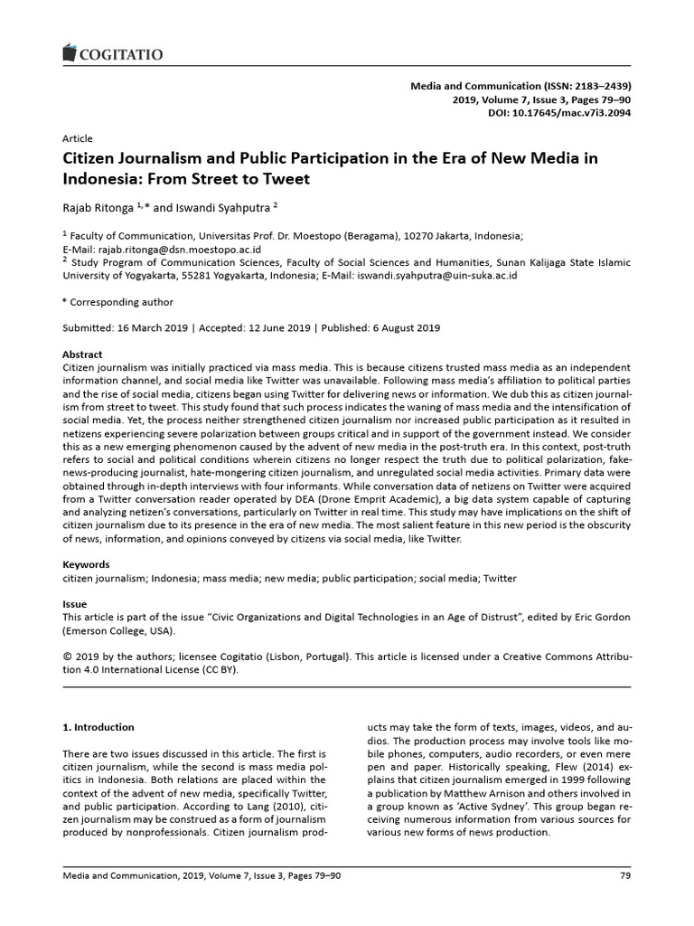 MaC 7 (3) - Citizen Journalism and Public Participation in The Era of ...