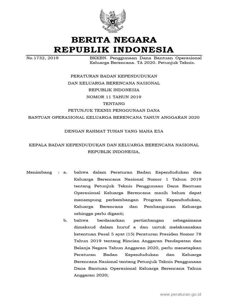 Peraturan bkkbn nomor 11 tahun 2019 pdf