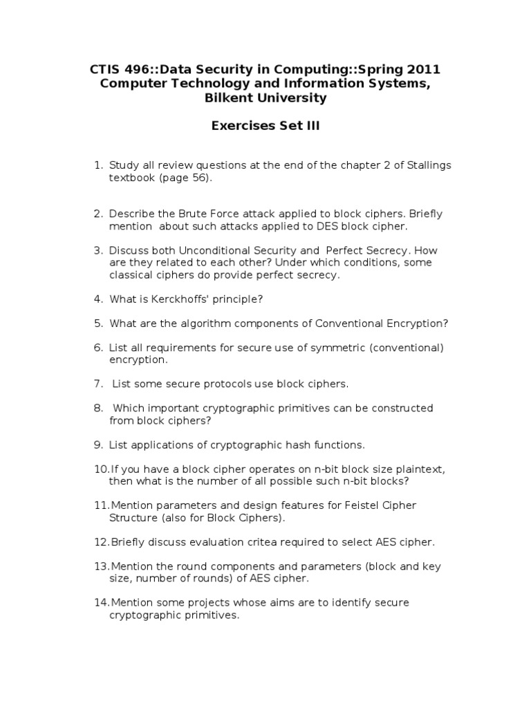 Data Security Exercises and Concepts | PDF | Technology & Engineering