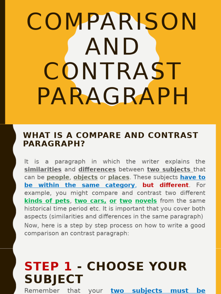 Comparison and Contrast Paragraph | PDF