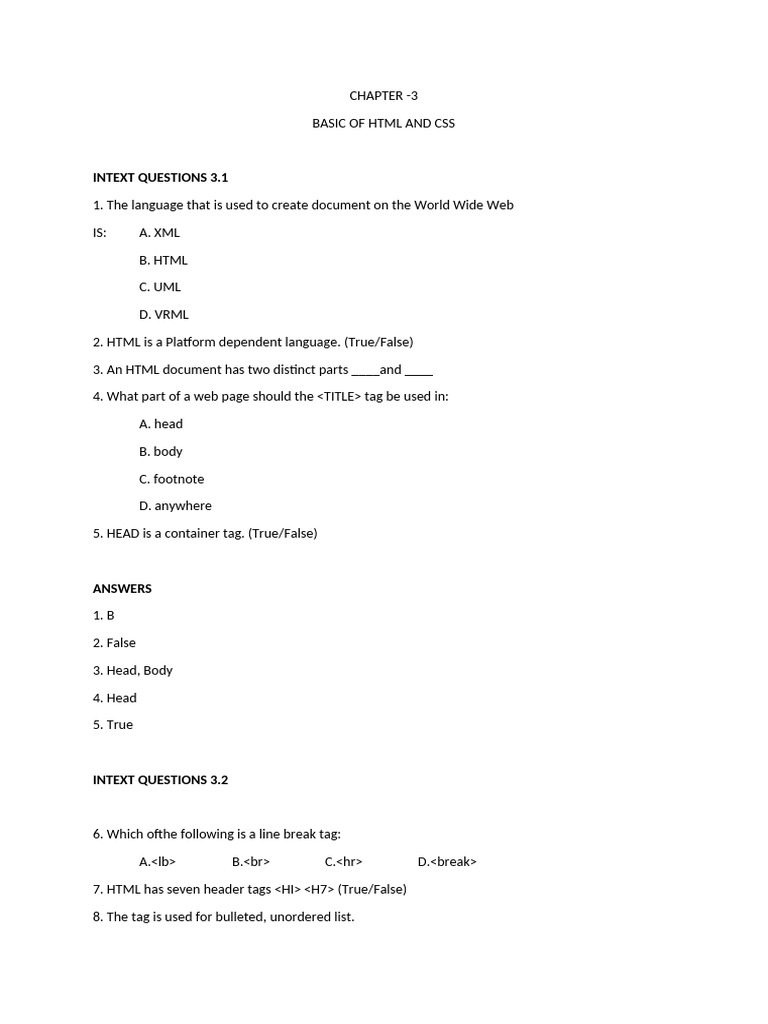 Chapter - 3 Basic of HTM L & CSS | PDF | Computers