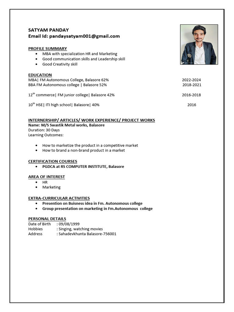Satyam CV | PDF