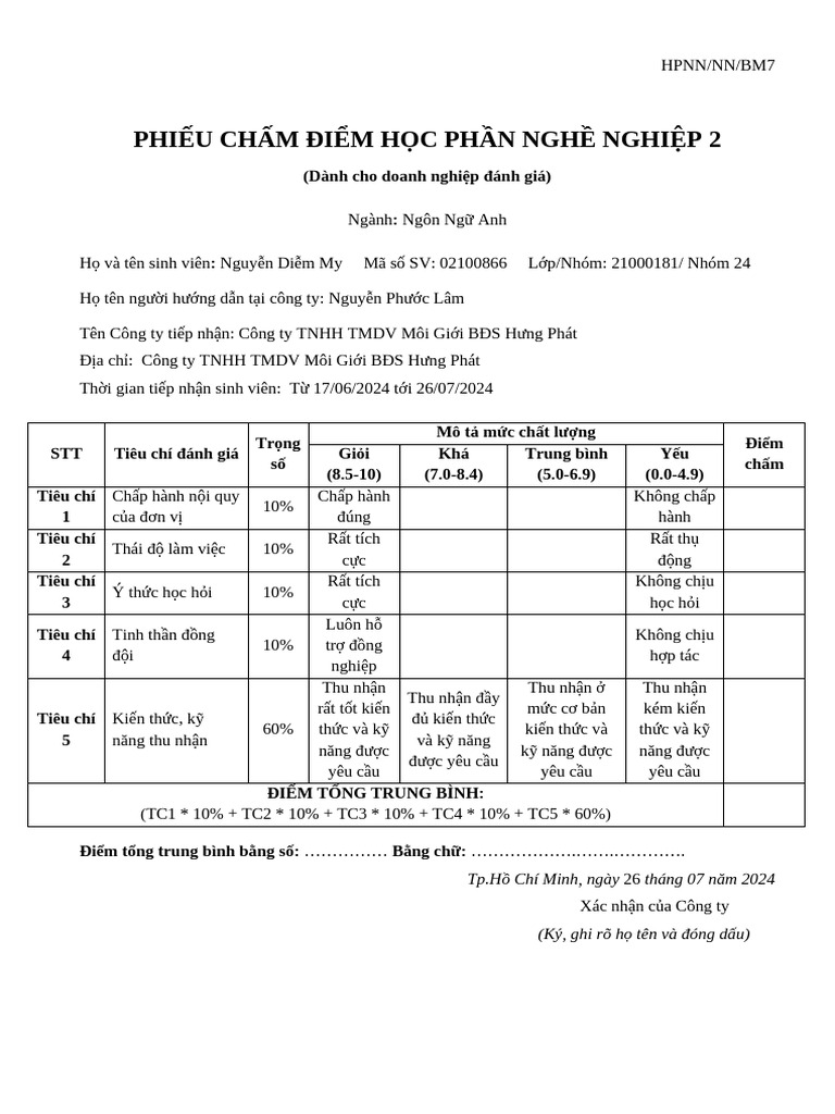  phieu cham diem cua doanh nghiep hpnn2 pdf