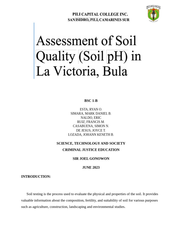 Assessment of Soil Quality | PDF