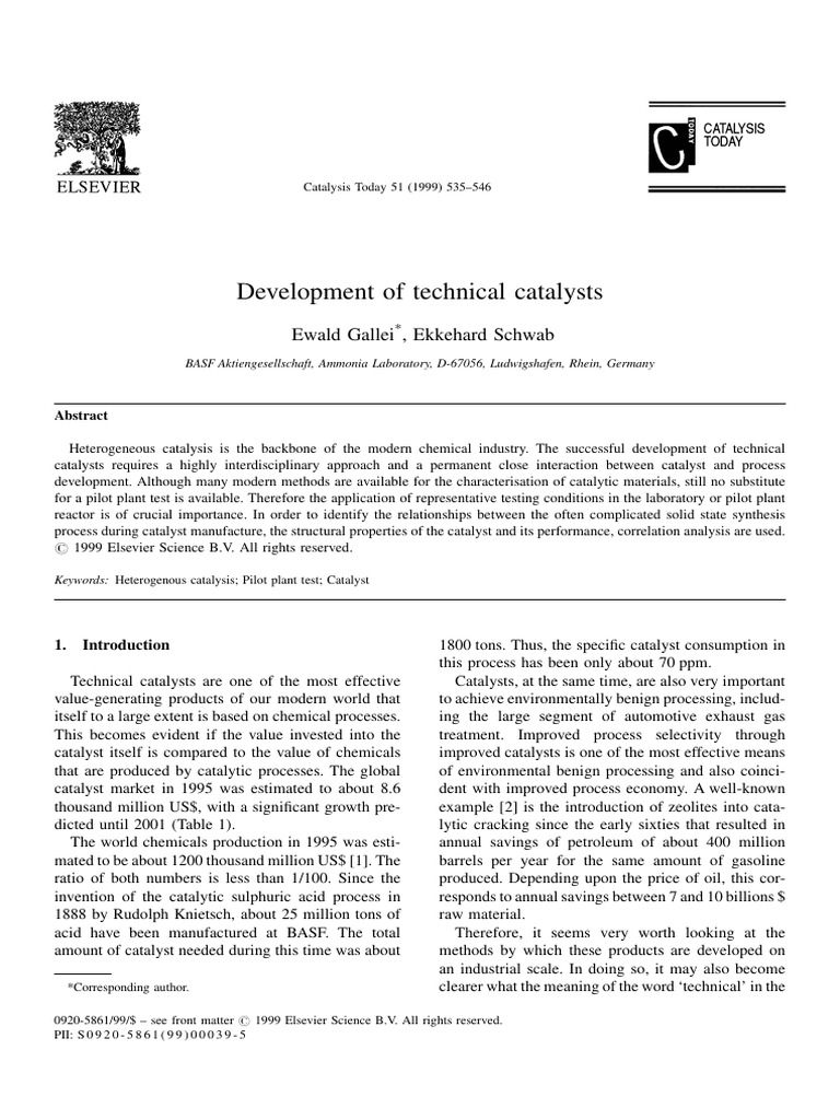 Development of Technical Catalysts | PDF