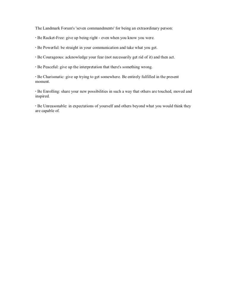 Landmark Forum Overview and Resources | PDF