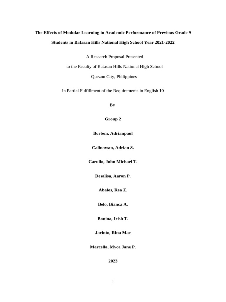 Effects of Modular Learning on Grade 9 Students | PDF | Learning ...