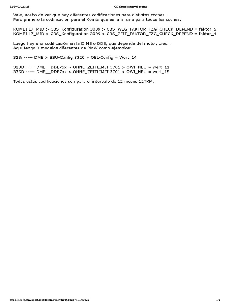 Oil Change Interval Coding PDF