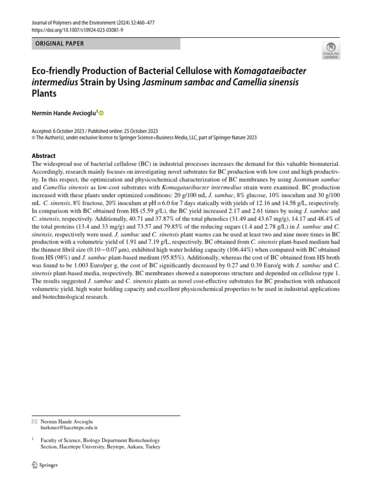 Eco Friendly Production of Bacterial Cellulose With Strain by Using ...
