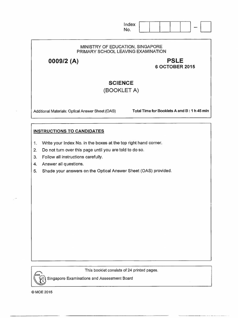 2015 PSLE Science Paper (Booklet A) | PDF | Flowers | Water