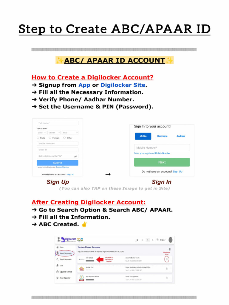 Step to Create ABC ID | PDF