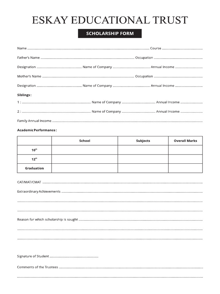 Scholarship form 1 pdf