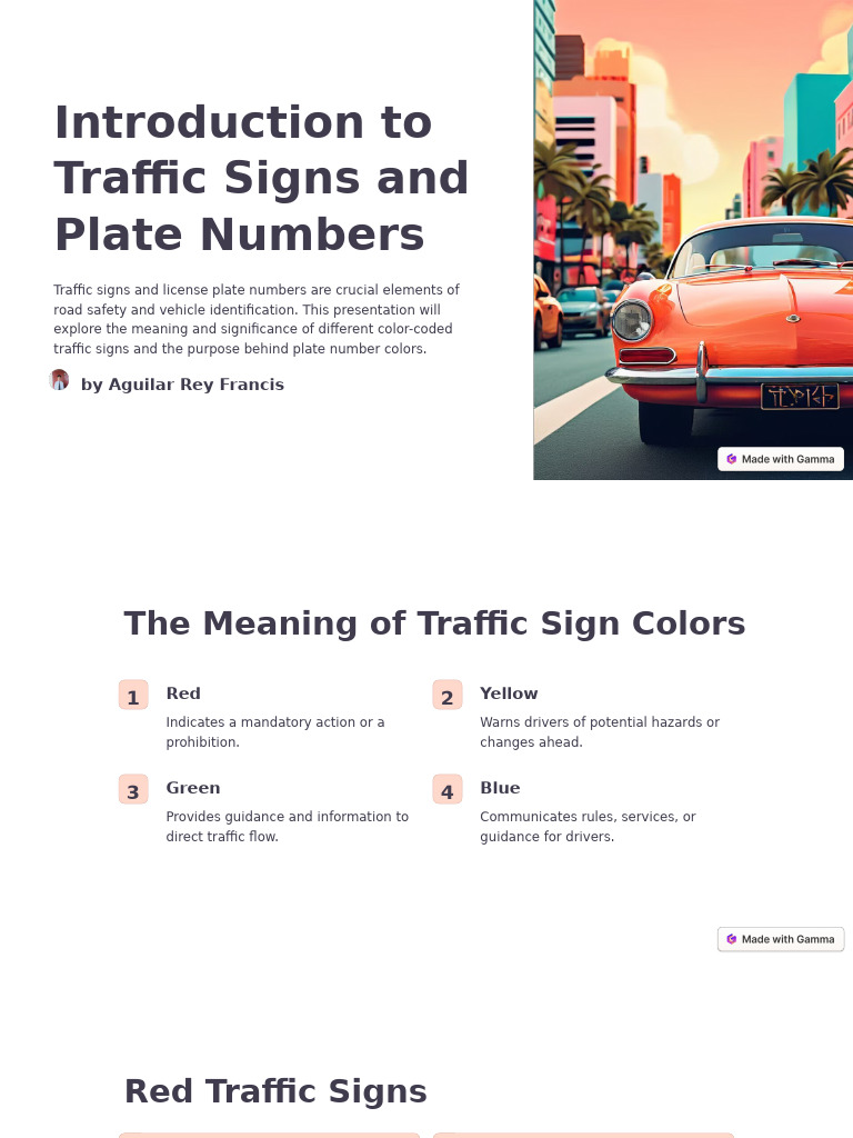Introduction To Traffic Signs and Plate Numbers | PDF | Traffic | Road ...