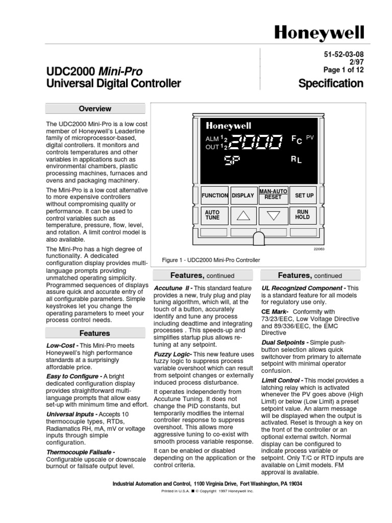 Honeywell Udc1200 Manual