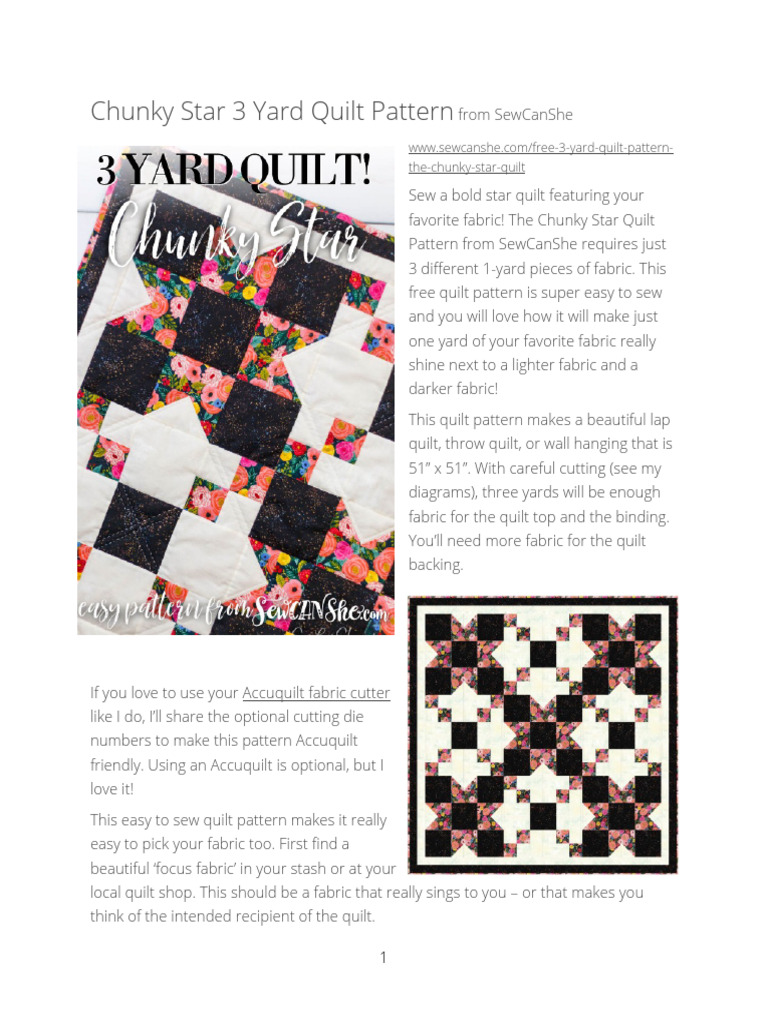 Chunky Star 3 Yard Quilt | PDF