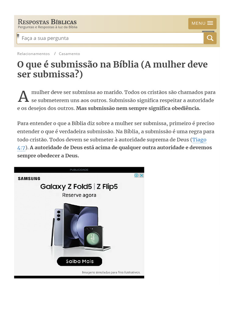 O Que É Submissão Na Bíblia (A Mulher Deve Ser Submissa?) - Respostas ...