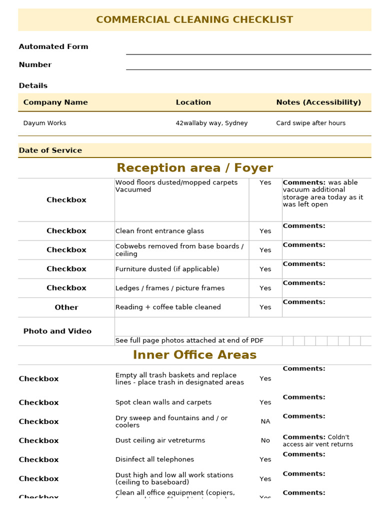 Commercial Cleaning Checklist-865d3z5t2!10!23 | PDF