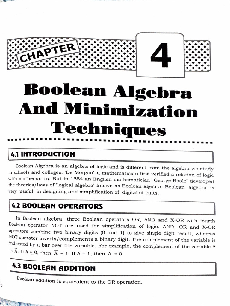 Boolean algebra and minimization techniques1724256116448 pdf