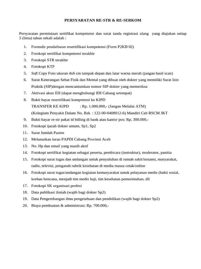 Persyaratan STR by Email Terbaru 2019 Terbaru | PDF