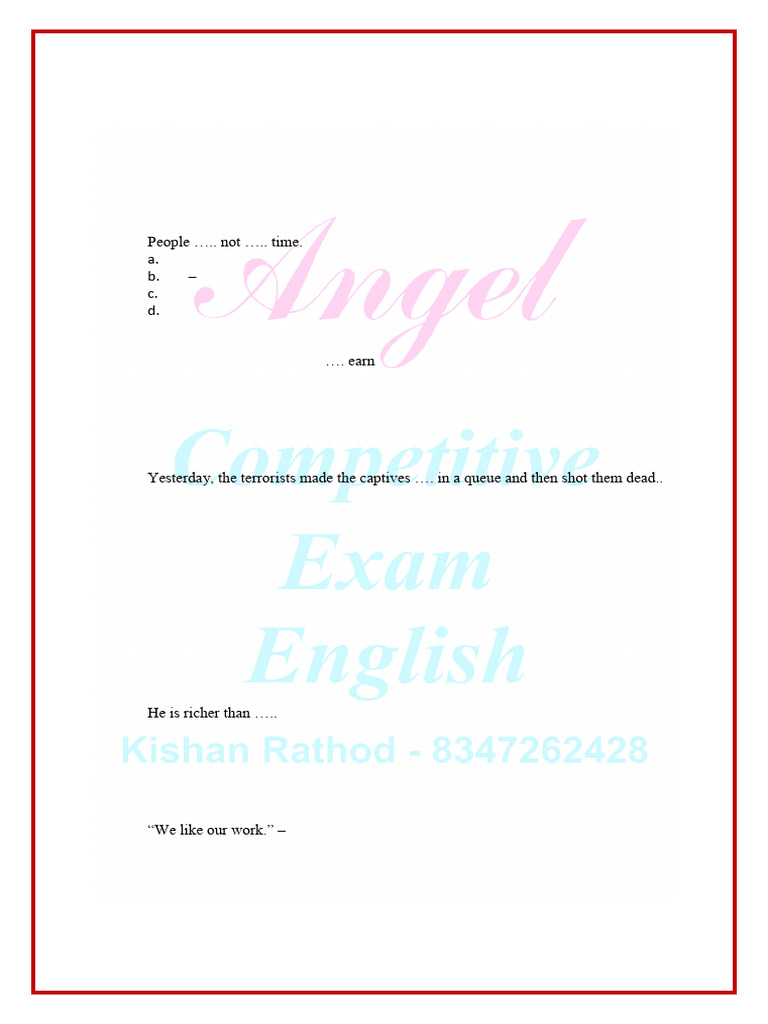 Revenue Talati Most Imp English Grammar MCQ Set-5 101 To 125 | PDF