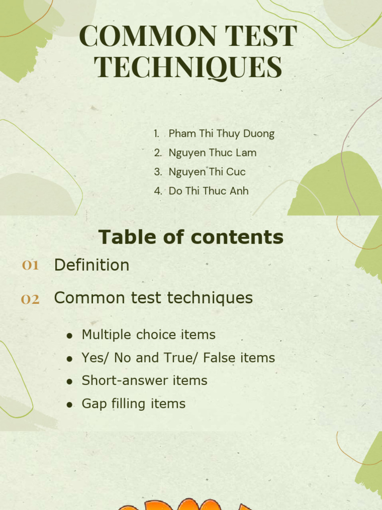 Group 4 - Common Test Techniques | PDF