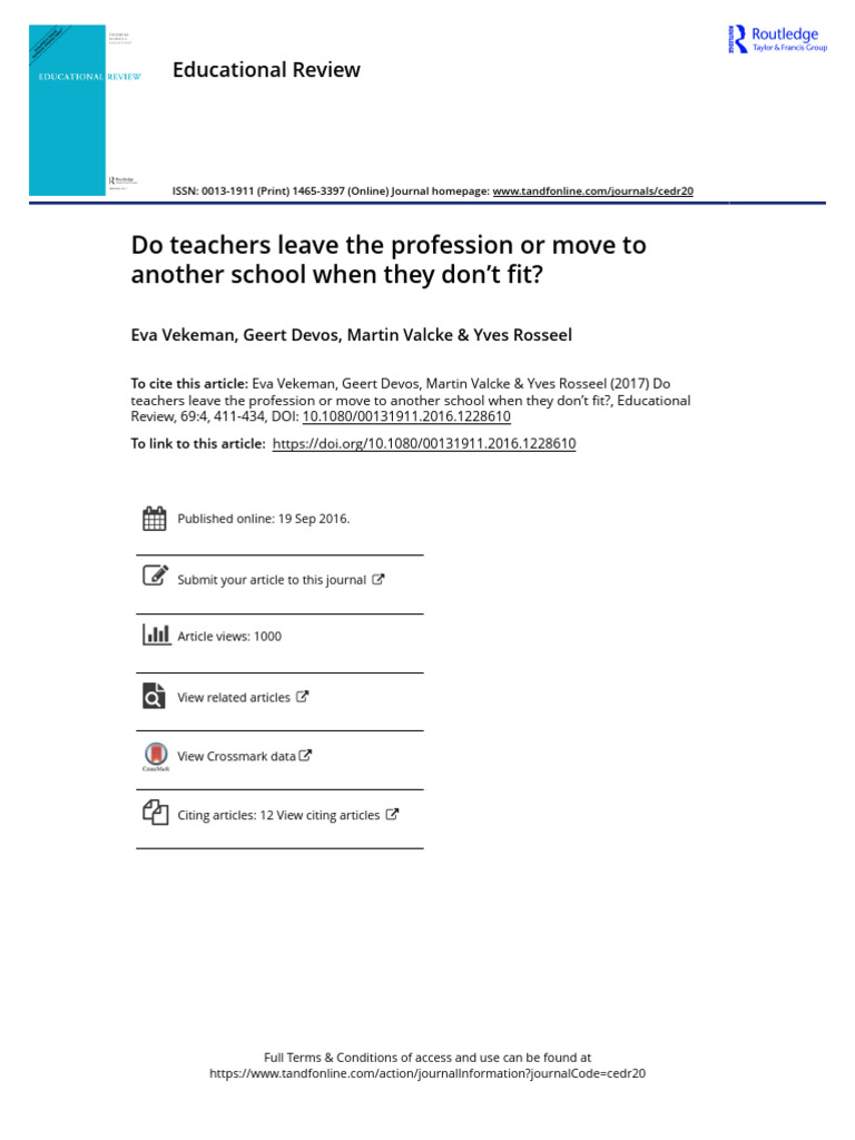 Do Teachers Leave The Profession or Move To Another School When They ...