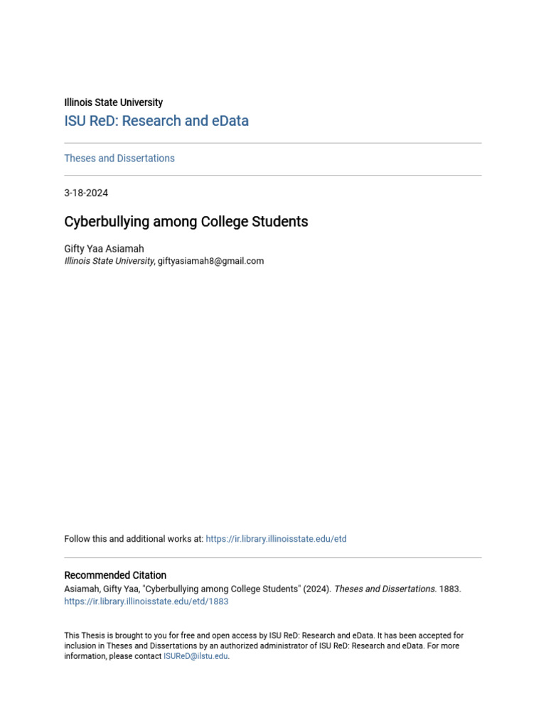 Cyberbullying Among College Students | PDF