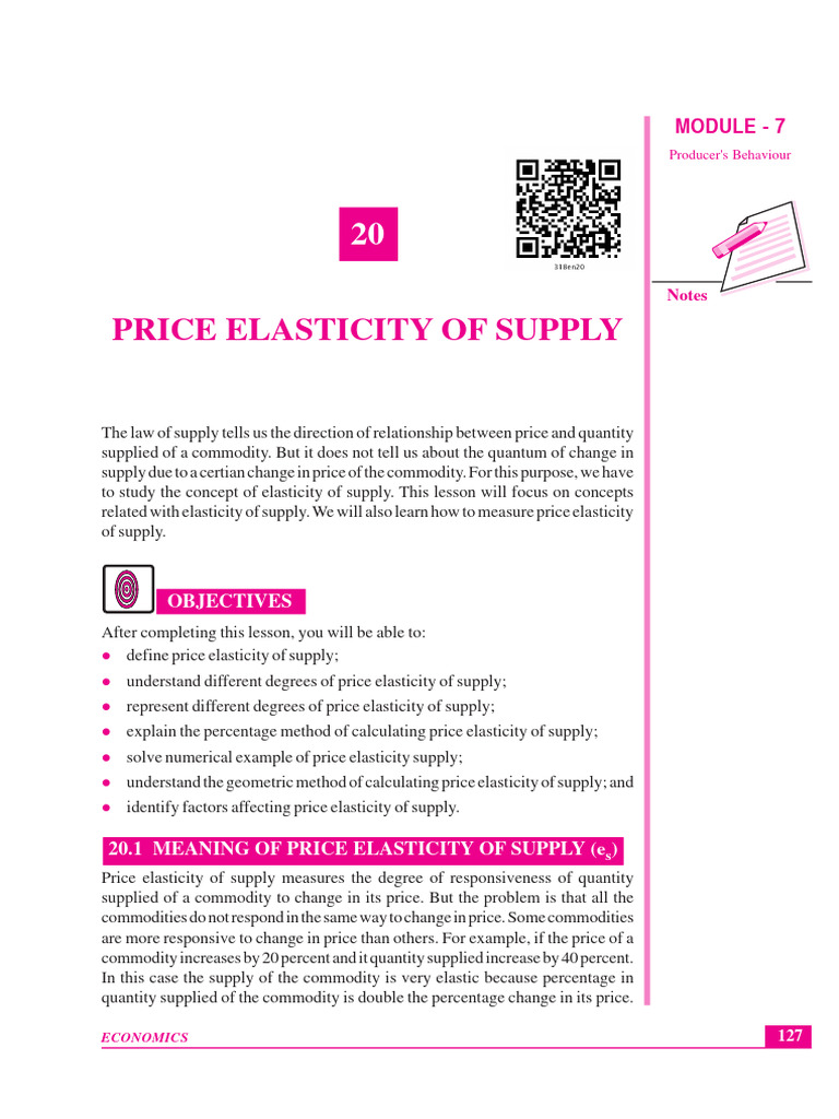 Price Elasticity of Supply | PDF