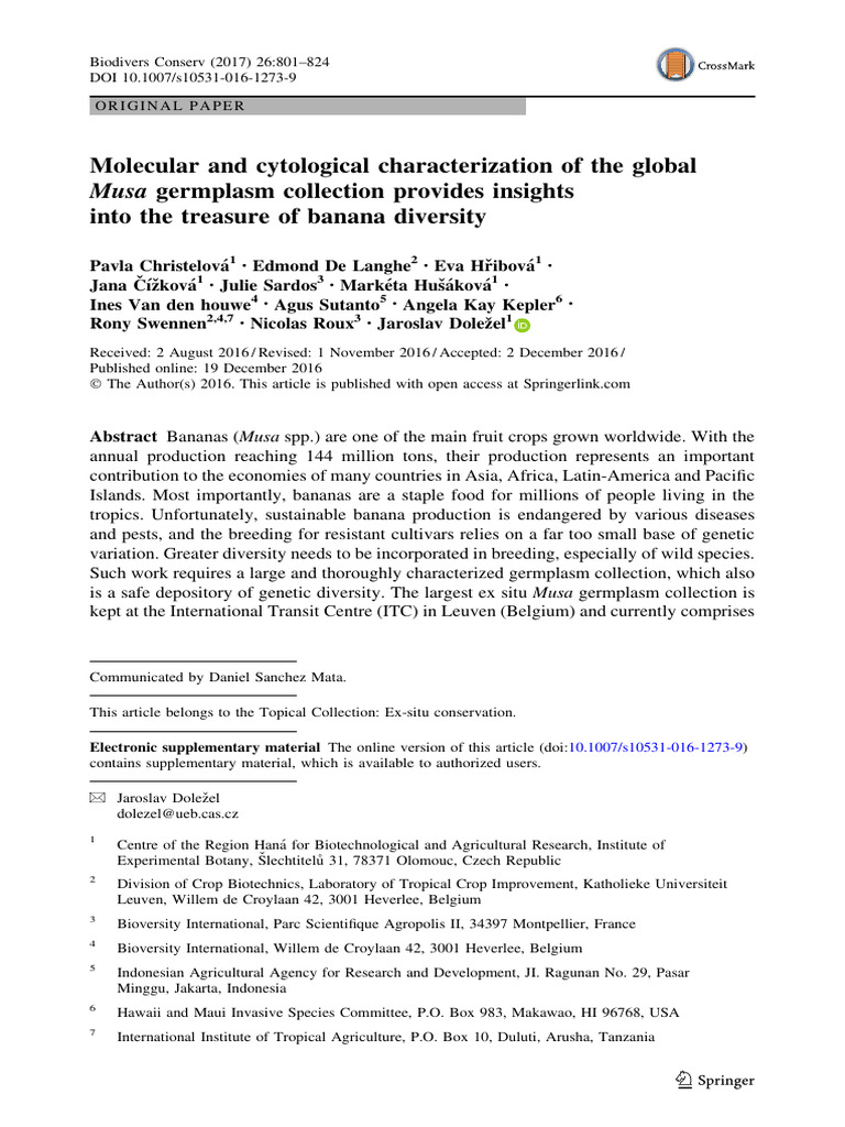 Molecular and Cytological Characterization of The Global Musa Germplasm ...