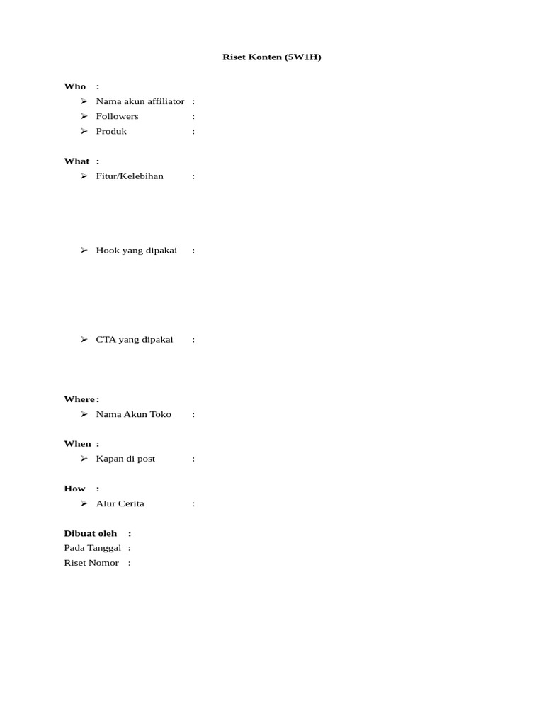 Format Riset Konten | PDF