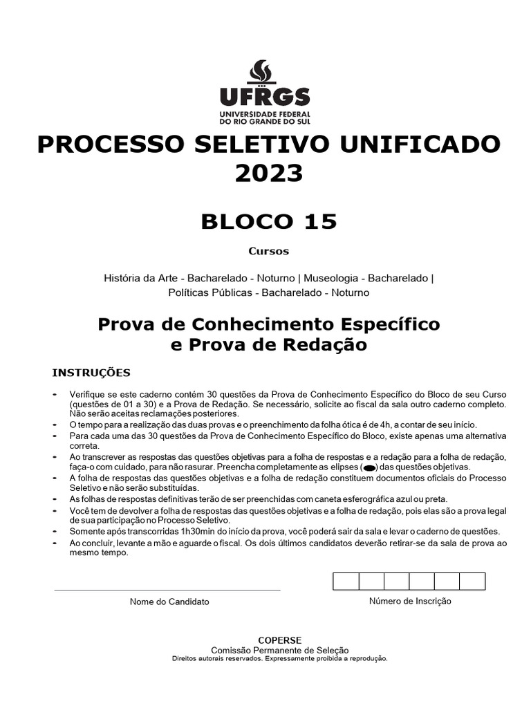 Bloco 15 Prova | PDF