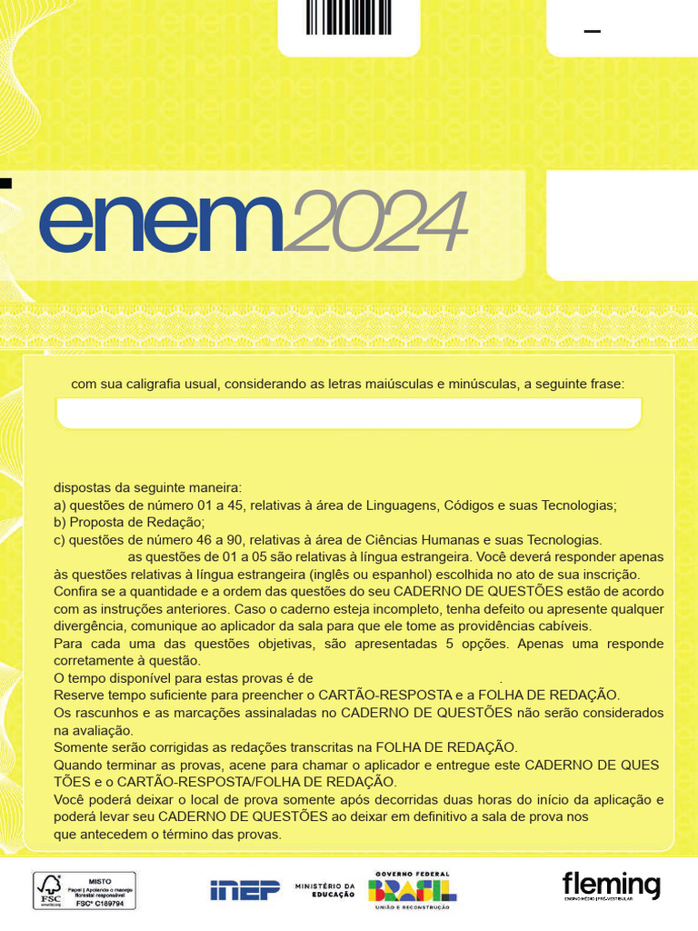 Simulado ENEM 2024 - 3 Dia 1 Linguagens e Humanas | PDF