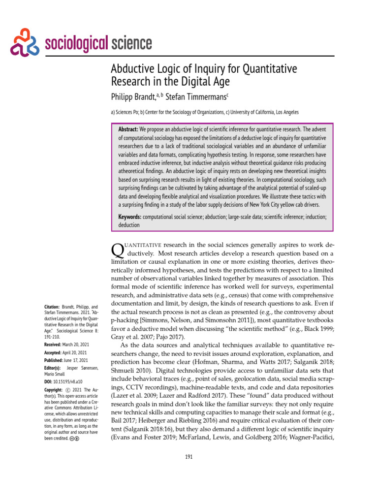 Abductive Logic of Inquiry For Quantitative Research in The Digital Age ...