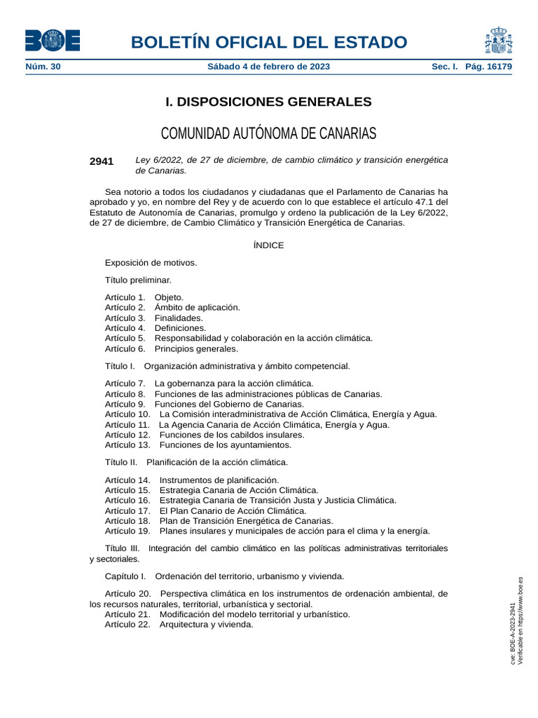 BOE-A-2023-2941 Ley de Cambio Climático | PDF