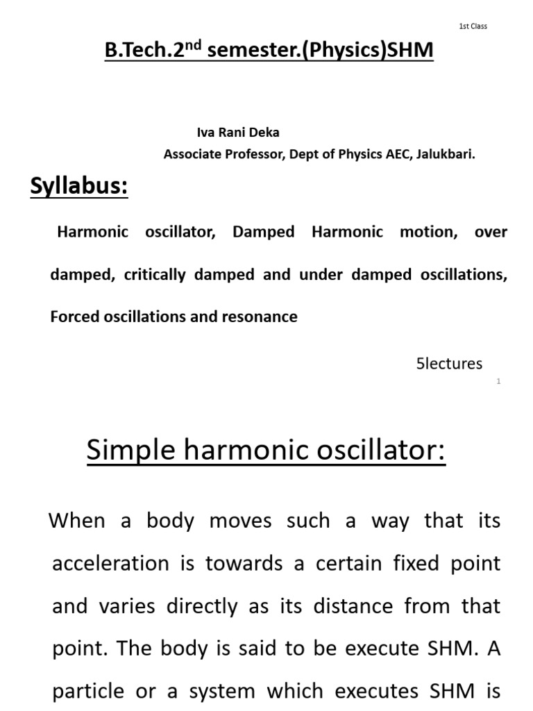 Physics: Simple Harmonic Motion | PDF | Oscillation | Applied And ...