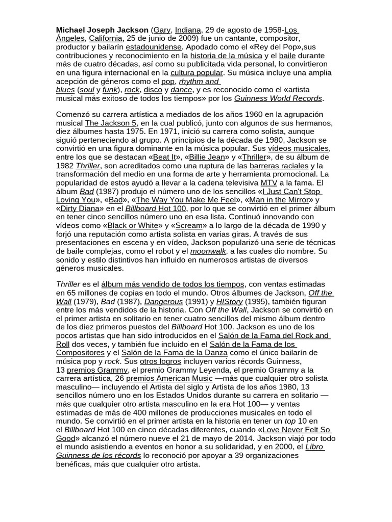 Michael Joseph Jackson | PDF