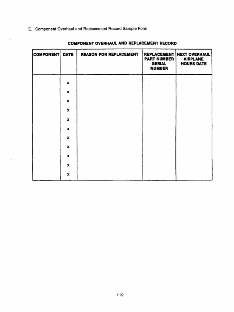 5 component overhaul and replacement record sample form pdf