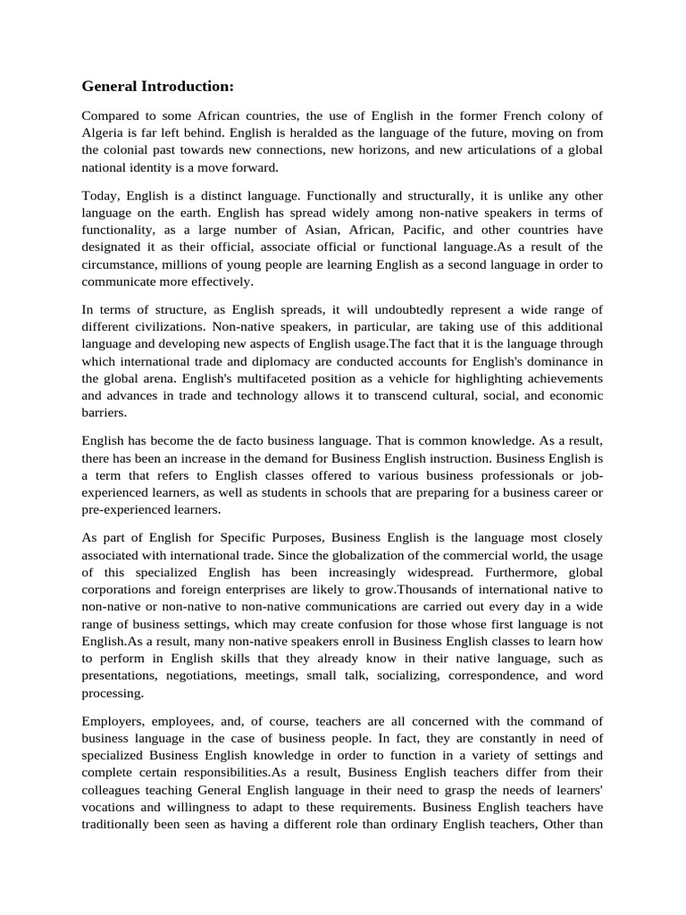 Enhancing Business English in Algeria | PDF | English As A Second Or ...