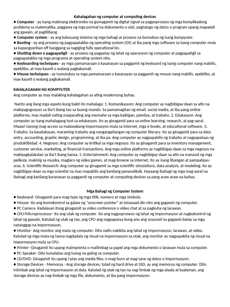Kahalagahan ng computer at computing devices pdf