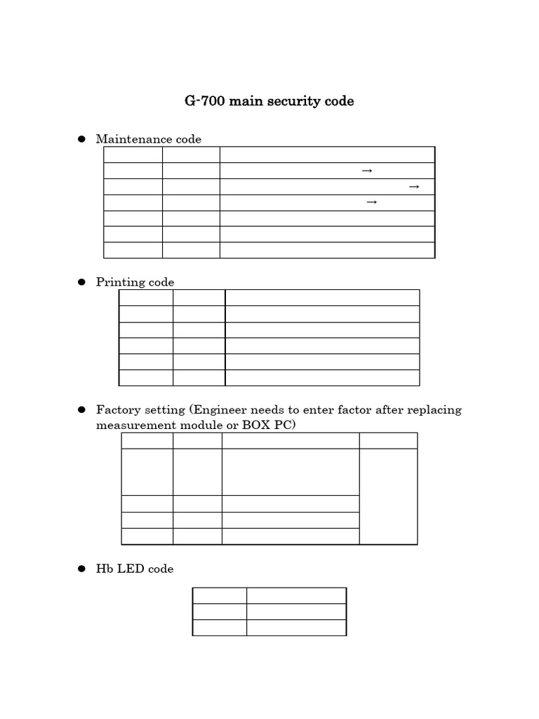 G-700 Main Security Code | PDF