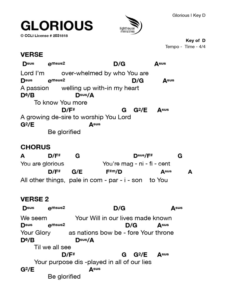 Glorious Worship in D Major | PDF